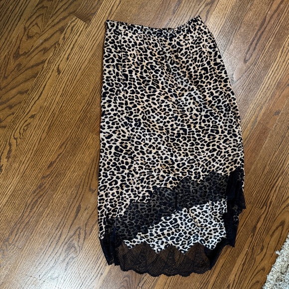 Zadig & Voltaire Animal Print Midi Skirt with Black Lace - Picture 1 of 3
